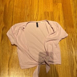 Pale pink tie front crop top